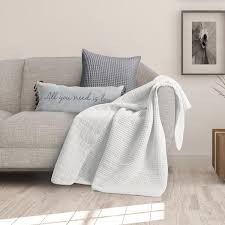 White Quilted Cotton Throw Blanket