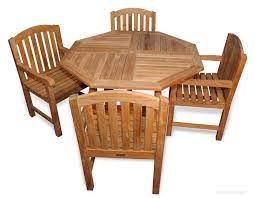 Teak Octagon Table And 4 Aquinah Chairs