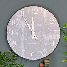 Shabby Chic Grey Wall Clock Black