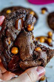 double chocolate cookies with caramel