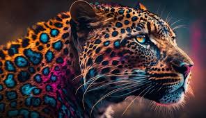 5x Colourful Leopard Digital Art Print