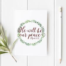 Written in a christmas card, shared on social media, or added. He Will Be Our Peace Micah 5 5 Christmas Wreath Christmas Card Christmas Card Illustr Hand Lettered Christmas Cards Christmas Scripture Christmas Bible