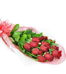 perfect wrapped long stemmed red roses