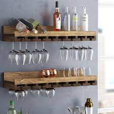 Wood Wall Mounted Wine Glass Rack