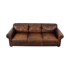 three cushion roll arm leather sofa
