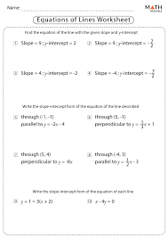 Writing Equations Of Lines Worksheets