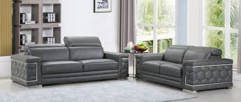 Divanitalia Gray Italian Leather Sofa