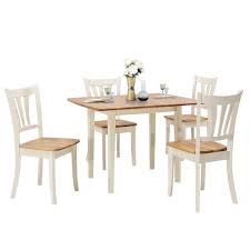 Buy extending dining tables and get the best deals at the lowest prices on ebay! Costway Extendable 5 Piece Wood 29 5 Dining Table Set 4 Chairs Kitchen Table W Extension Leaf Walmart Com Walmart Com