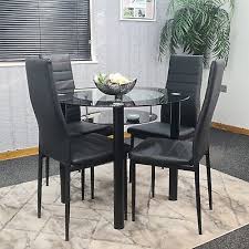Round Glass Black Kitchen Dining Table