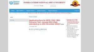 ignou 2022 registration for bed phd bsc