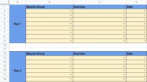 3 google sheets workout templates