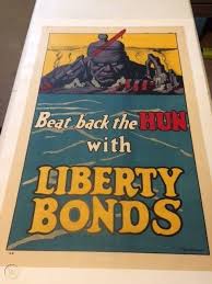 The slogan beat back the hun with liberty bonds directly relates the purchase of war bonds to the war on the frontline. Original World War 1 Poster Beat Back The Hun With Liberty Bonds 1918 On Linen 1910014720