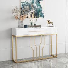 800mm Modern Narrow White Console Table
