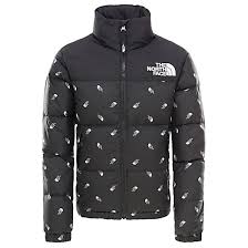 Founded in 1968 to supply climbers, the company's logo draws inspiration from half dome, in yosemite national park. The North Face Youth Retro Nuptse Jacket Tnf Black Tossed Logo Print Free Shipping Starts At 60 Www Exxpozed Eu
