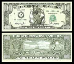 the traditional one million dollar bill