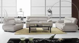 Light Grey Leather Modern 3pc Sofa