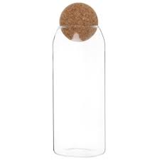 Glass Jar With Brown Cork Stopper H26cm