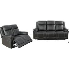 Black Faux Leather Recliner Chairs Set