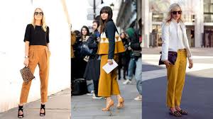 fashionable ways to wear mustard pants