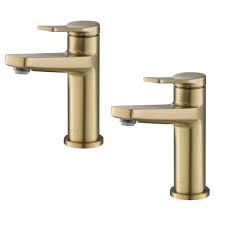 Spout reach available in 6 3/4″ and 9 7/8″ in polished chrome, brushed nickel, polished nickel, brushed gold. Single Handle Bathroom Faucet In Brushed Gold 2 Pack