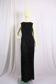 Vintage Black Glitter Stretch Prom Pageant Dress Gown Formal Bodycon Bandage Nightway