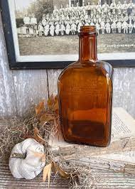 Antique Amber Glass Bottle Squared