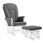 Anna Contemporary Glider Chair with Ottoman, White Frame  Dutailier