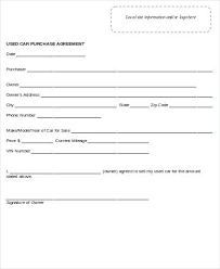 Used Car Purchase Agreement Template Sample Examples In Word