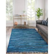 unique loom striped chindi cotton navy blue 2 2 x 3 rug