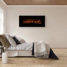 50 In 5440 Btu Electric Fireplace Furnace Bottom Vent For Mounting Under Tv Led Flame Display And Remote In Black