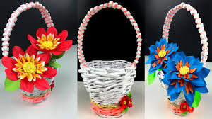 how to make a paper flower basket with