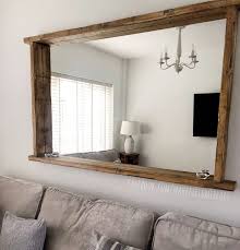 Handmade Overhang Shelf Mirror Rustic