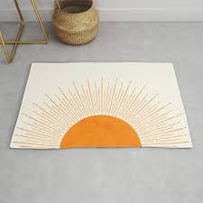 orange sunburst boho midcentury rug by