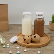 Small Milk Bottles With White Lids