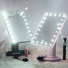 16 22 Led Touch Screen Makeup Mirror 360 Rotated Tabletop Cosmetic Light Up Mirror Geek