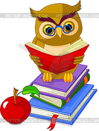 Wise Owl sitting on Pile book - vector clipart