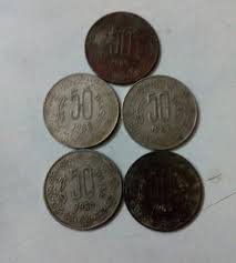 50 Paise Old Coin 1985 3 1987 1988 Years