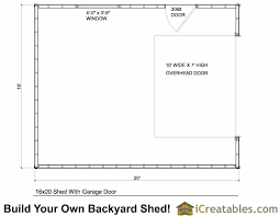 16x20 Garage Door Shed Floor Plan