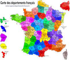 Le nom en rouge correspond à la région. Departements Francais Liste Carte Region Prefecture