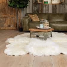 sheepskin rug white with relief of