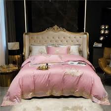 Bedding Set Premium Pink White Us Queen