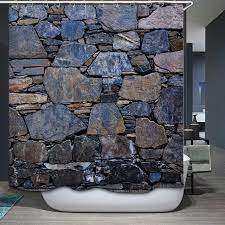 Stone Wall Pattern Fabric Bathroom