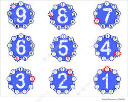Letters And Numbers Chart Countdown Blue Stock