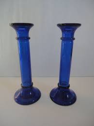 Glass Candlesticks Cobalt Glass