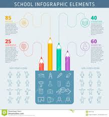 Pencil Chart And School Icons Infographic Stock Vector