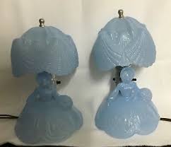 vintage victorian blue glass lady lamps