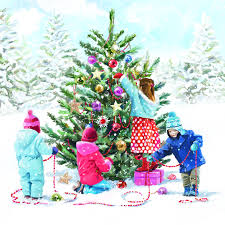 Decorating The Christmas Tree Christmas Card