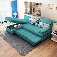 wooden brown l shape sofa bed for