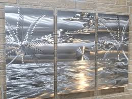 Tropical Metal Wall Art Silver Triptych