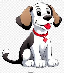 cartoon dog with red collar happily